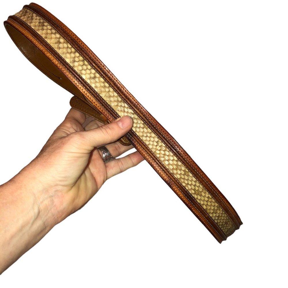 Vintage Real Python Snakeskin Statement Belt L 36… - image 3